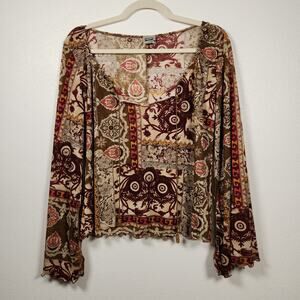 Vintage Hera USA Y2k Boho Hippie Bell Sleeves Long Sleeve Whimsy Shirt